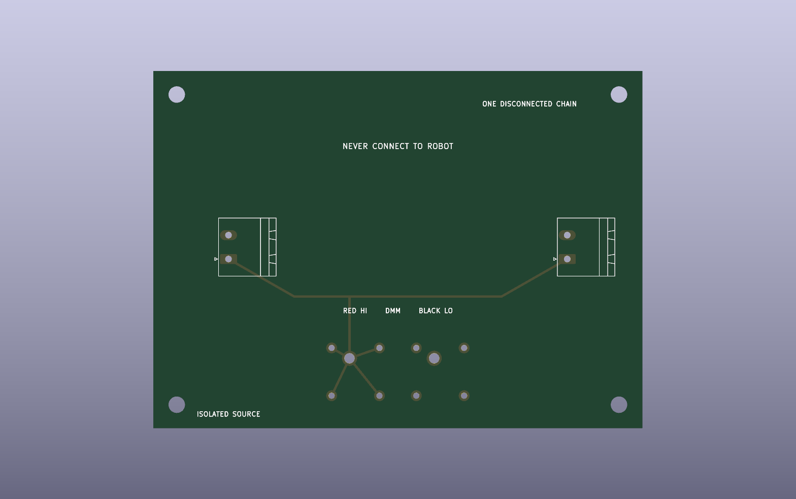 Top render of the passive three-port calibration fixture PCB